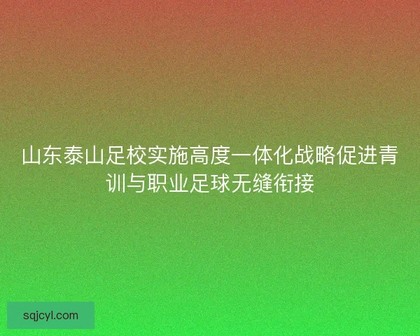 山东泰山足校实施高度一体化战略促进青训与职业足球无缝衔接